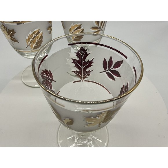 Libbey Vintage Golden Foliage Mid Century Gold Leaf Goblet | Set of 4 - Picture 8 of 16